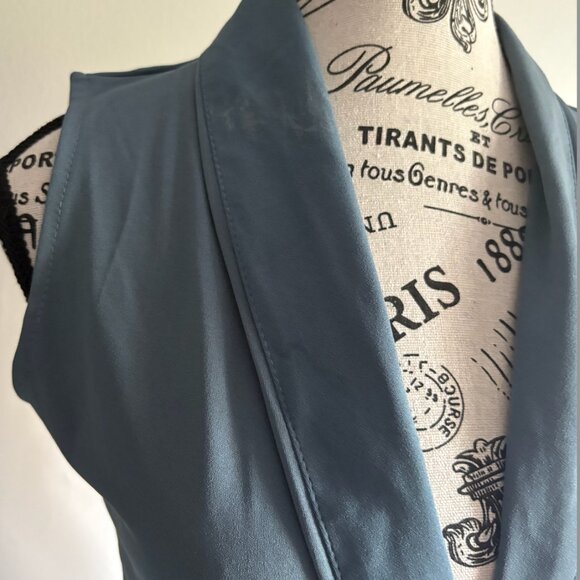 Sleeveless Double-Breasted Blazer Vest, Size M, Slate Blue - Picture 4 of 5